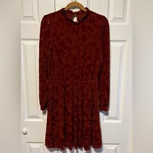 Banana Republic Elegant Burnout Velvet Dress in Dark Burnt Orange